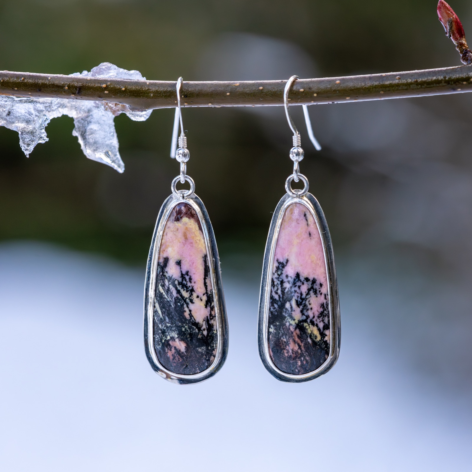 Rhodonite drop earrings — browse earrings collection